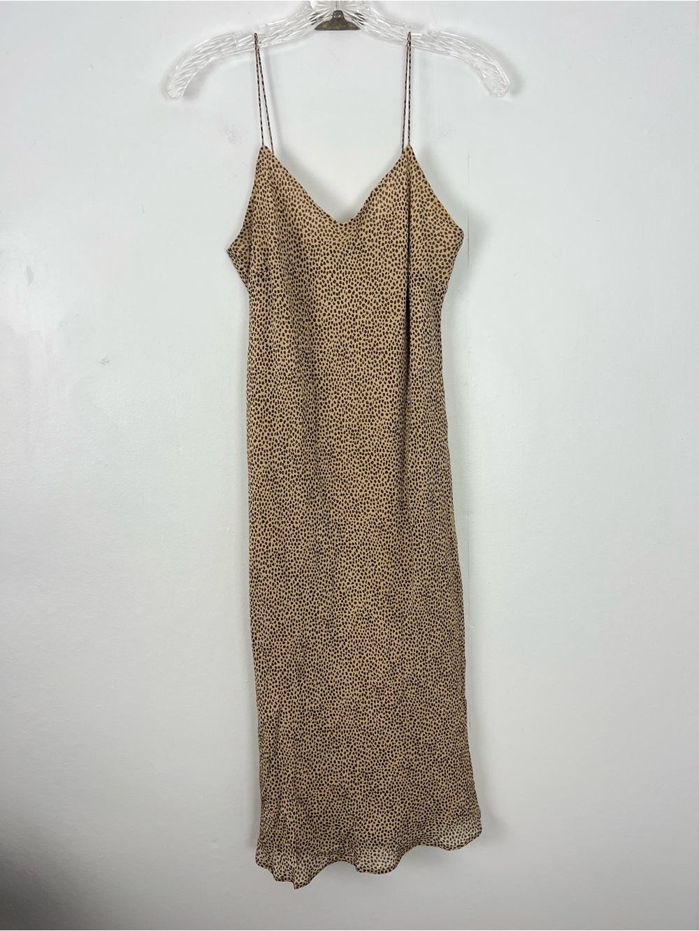 Ann Taylor Y2K 100% Silk Leopard Print Midi Slip Dress